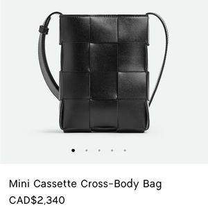 Bottega Veneta Mini Cassette black leather crossbody bag